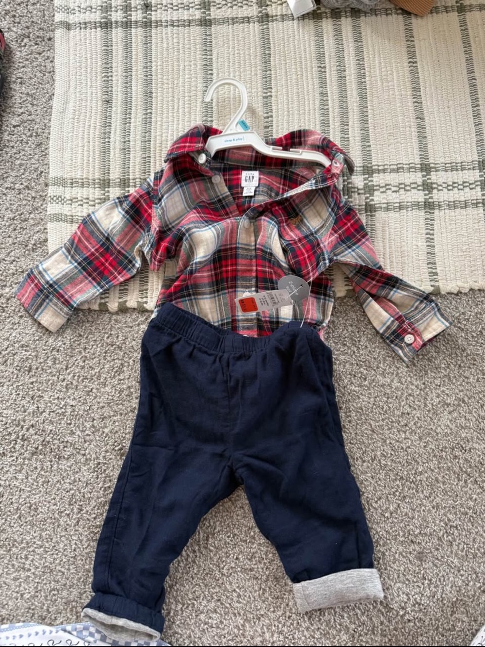 GAP Red and Navy Plaid Baby Button-Up Shirt